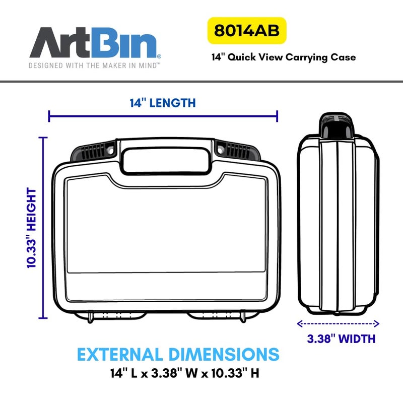 ArtBin 8014AB 14 Inch Quick View Carrying Case - 14 in. x 3.375 in. x 10.25 in., Lockable Art and Craft Supply Storage with Latches and Handles, Portable, Clear - Image 3